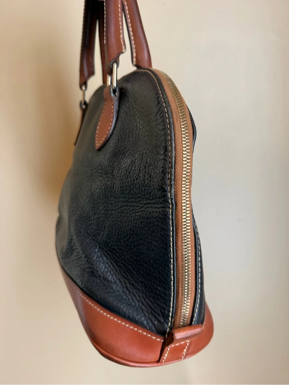 Dooney & Bourke Zip Zip Satchel Black Pebble Grain Leather Satchel Purse Handbag